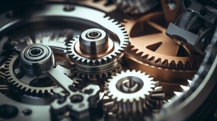 close up view of an operating gearbox, of a car with high detail gears, macro, hazelblade f 1.0 lens