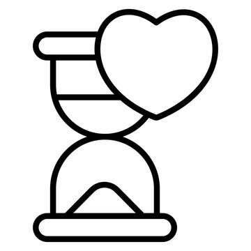 Outline Love sand glass icon