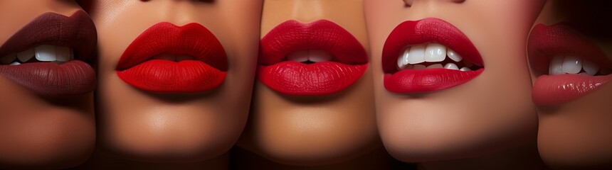 
Beautifully painted female lips of different shades and colors. Models with lip makeup.
Bright evening look - obrazy, fototapety, plakaty