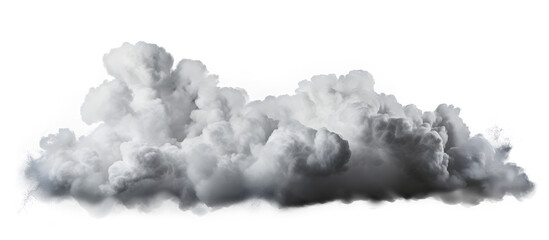 Fluffy cloud with dark and white smoke on transparent background. Generative AI