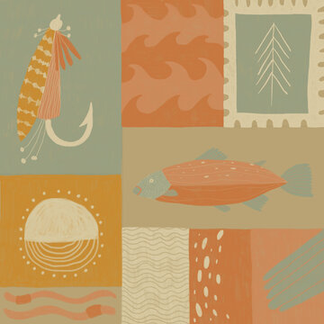 Vector illustration of various creative types in single frame