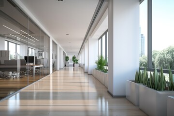 modern minimalistic clean corporate professional business office interior corridor background 