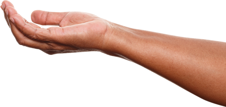 Black female extending arm to give
