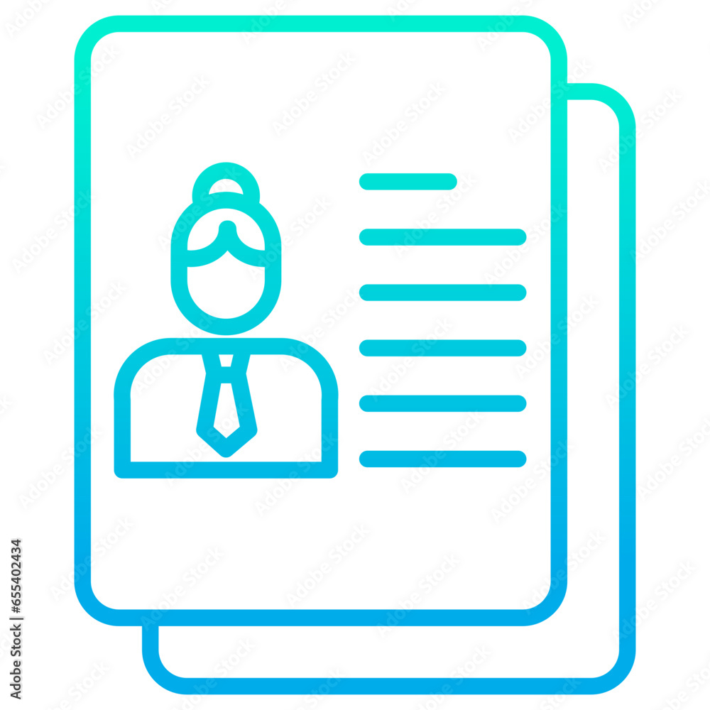 Sticker outline gradient woman document icon