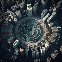 an urban city layout in a fibonacci system 