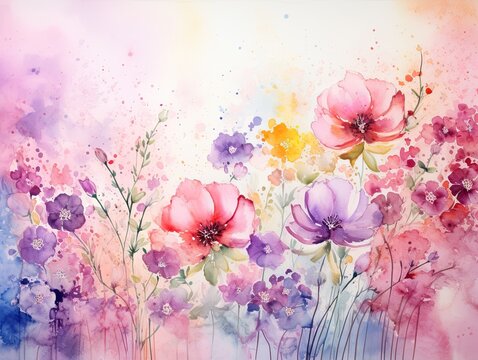 A watercolor illustration of a bouquet of wildflowers in a calming and peaceful style, with soft colors and delicate petals.