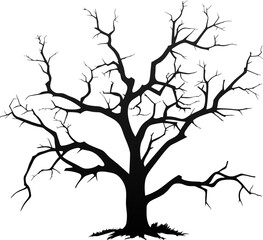 Fototapeta premium Dead trees vector silhouette. Death trees in winter season silhouette.