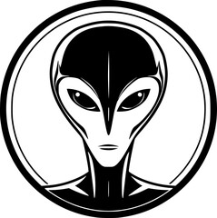 Alien - Black and White Isolated Icon - Vector illustration