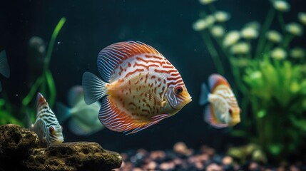 The splendor of discuss fish in aquarium