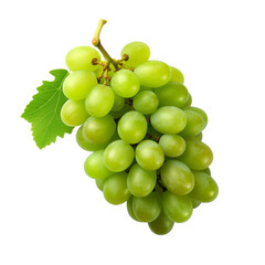 bunch of green grapes isolated on white background, ai generated