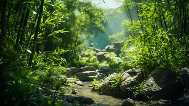 green forest in the morning