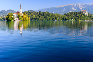 panorama view of lake bled in slovenia