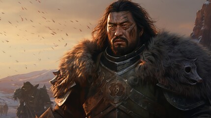 Portrait of conqueror Gengis Khan.generative ai
