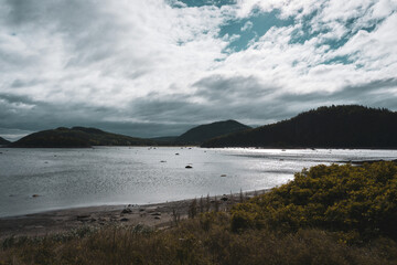 Mountains Hills and Saint-Laurent river in Scenic Quebec