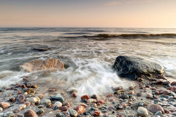 Obraz premium Natural landscape from the sea on a cloudy windy day.