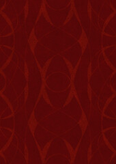 Hand-drawn unique abstract symmetrical seamless ornament. Light semi transparent red on a deep red background. Paper texture. Digital artwork, A4. (pattern: p10-3d)