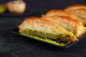 Baklava with walnut. Turkish traditional dessert.
