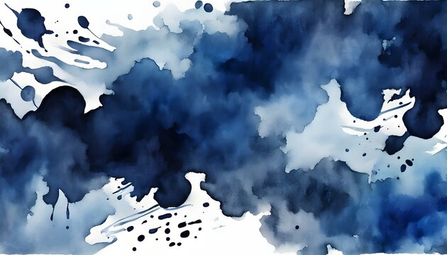 blue splash of paint watercolor on paper abstract background dark blue splash watercolor digital painting vector
