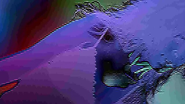 Vertical video. Expressive dancing. Club euphoria. Woman silhouette moving furiously in inspiration ecstasy in blur dark neon light background.