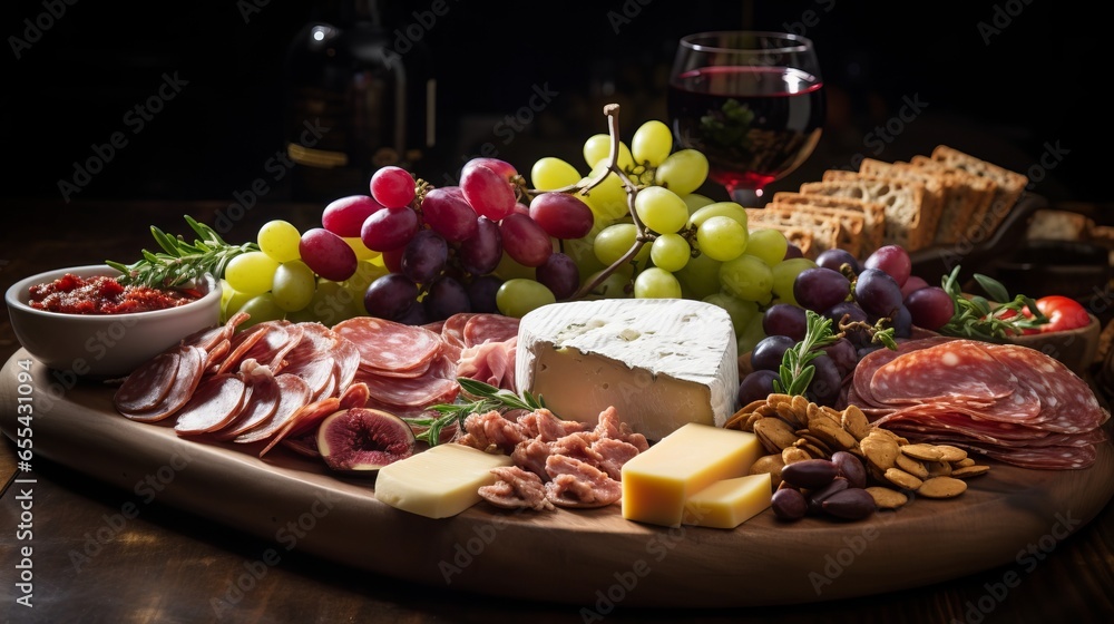 Wall mural cheese and grapes