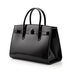 Elegant black leather handbag bag fashion for women or girls. Generated AI illustration image. Lovely acessorries concept