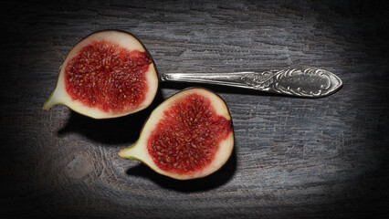 fresh figs on a wooden background