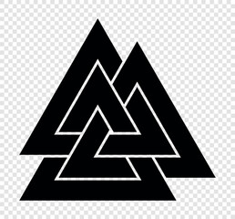 Valknut symbol vector illustration. Isolated on transparent background. Symbol of Fearlessness and bravery.