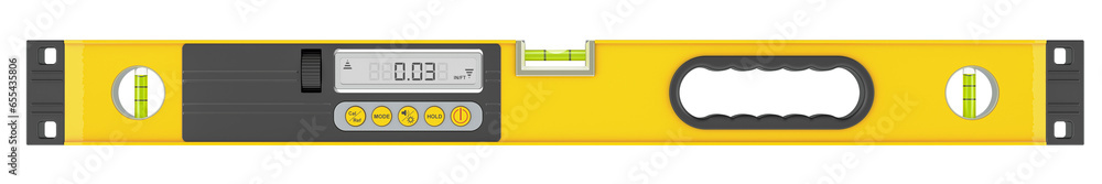 Poster digital spirit level and protractor, 3d rendering isolated on transparent background