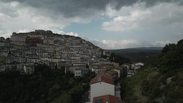 Aerial view of Calitri, Avellino, Campania, Italy.