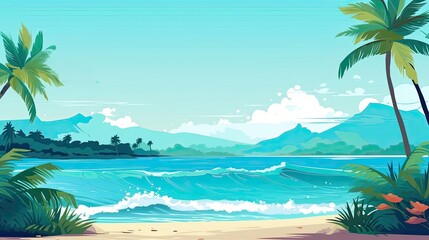Fototapeta na wymiar Captivating tropycal beach themed artwork