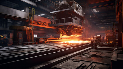 A steel rolling mill, shaping metal into sheets and coils - obrazy, fototapety, plakaty