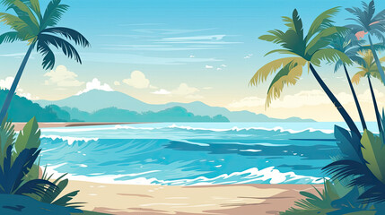 Fototapeta na wymiar Tranquil artwork showcasing the beauty of a tropycal beach