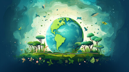 Obraz premium Earth Day. International Mother Earth Day. Environmental problems and environmental protection, copy space,
