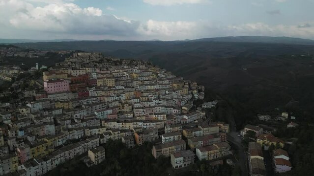 Aerial view of Calitri, Avellino, Campania, Italy.