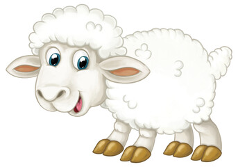 Cartoon happy farm animal cheerful sheep isolated illustration for children