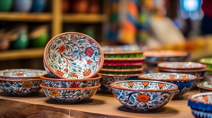 Fototapeta premium Tradition ceramic bowls and plates in display