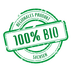 stempel gruen regionales produkt 100% Bio-Produkt Sachsen