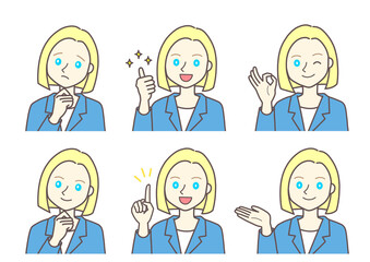 スーツの女性　ポーズセット