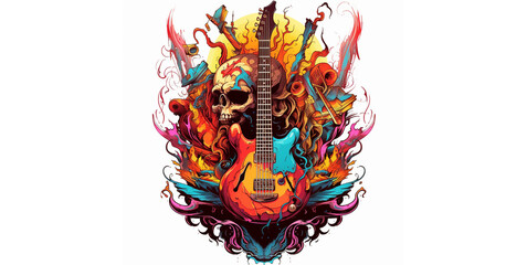 a guitar with a colorful design on it