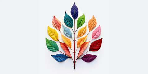 a colorful paper leaf with a white background