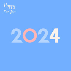 New year 2024 poster. Creative colorful number 2024. Happy New Year greetings card. Colorful design. Minimalistic design background. Vector template
