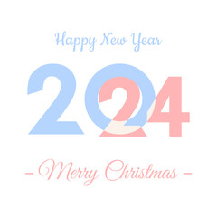 New year 2024 poster. Creative colorful number 2024. Happy New Year greetings card. Colorful design. Minimalistic design background. Vector template