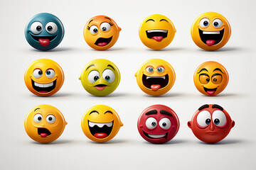 Obraz premium Set of smiley emojis