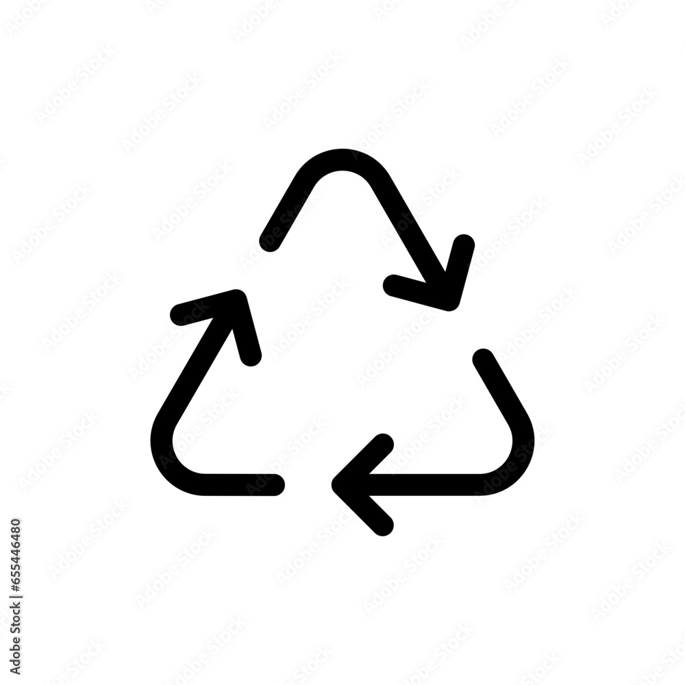Poster recycle trash icon recycling sign with three arrows icon - triangle reuse bin recycled icons symbol - refresh sync repeat and reload arrow icon