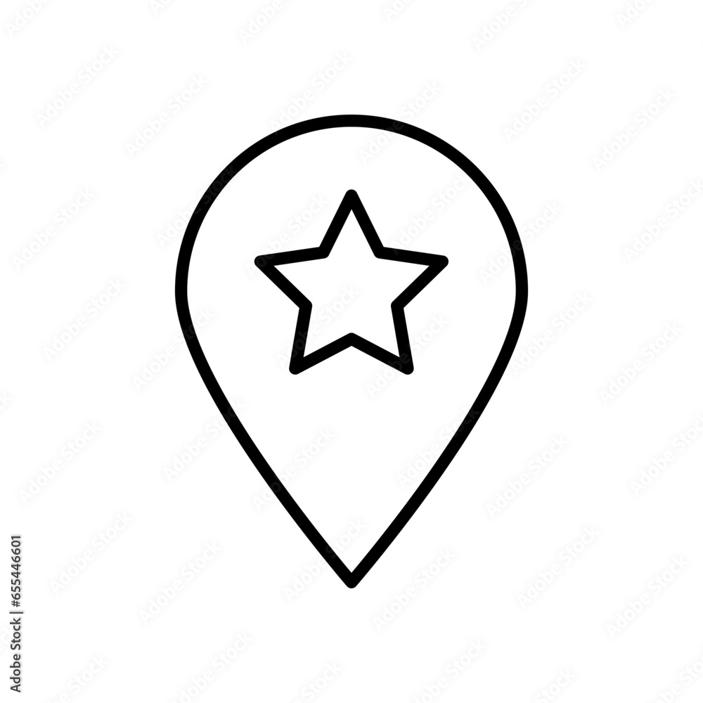 Poster favorite Location star icon set, Map pin place marker. location pointer icon symbol in flat style. favorite place, Location pin line icon, Navigation sign