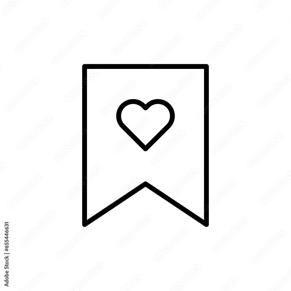 Poster bookmark with heart icon. add to favorite icons. save ribbon icon saving sign. web, mobile app icons