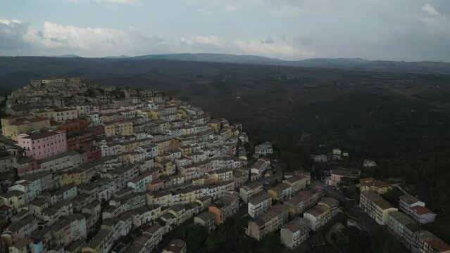 Aerial view of Calitri, Avellino, Campania, Italy.