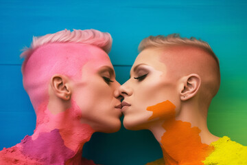 LGBT. Gay Pride. LGBTQ rainbow flag. Truth, minority support, equal rights, solidarity. lesbian gay, bisexual, transgende. Gender Identity. Freedom of feeling and choice of affiliation.  - obrazy, fototapety, plakaty