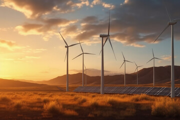 Wind Turbines Generating Renewable Energy, Sustainable Power