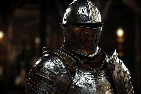 medieval knight helmet, Generative AI
